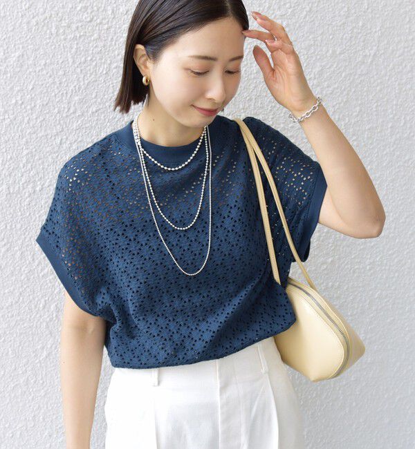 SHIPS for women「【WEB限定】〈手洗い可能〉アイレット クルーネック プルオーバー」|Tシャツ・カットソー|