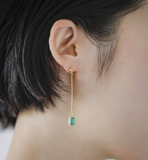 quaranciel「quaranciel: スクエア ストーン ナロー ピアス」|ピアス|