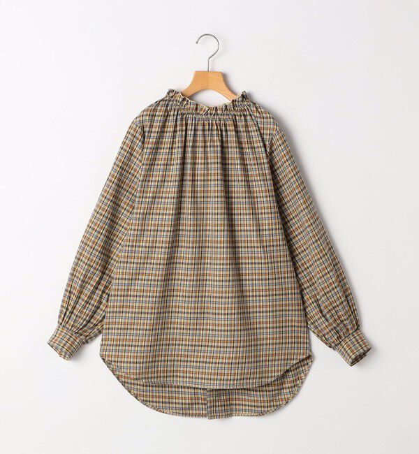 SHIPS KIDS「ARCH&LINE:155cm / オーガニック コットン チェック フリル ブラウス」|シャツ・ブラウス|ベージュ系