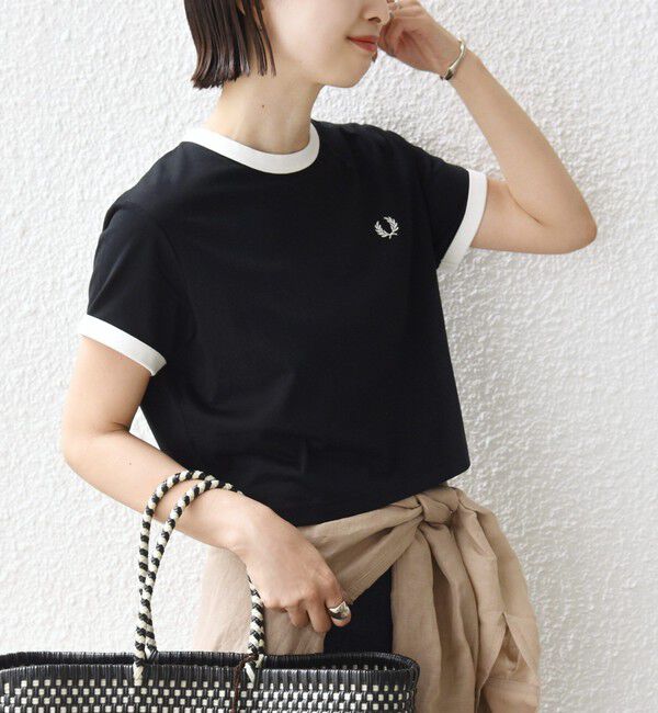 SHIPS for women「FRED PERRY:G9163 CROPPED RINGER TEE」|Tシャツ・カットソー|