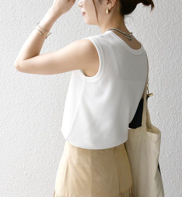 SHIPS any「SHIPS any:〈洗濯機可能〉ワッフル ヘンリーネック 2WAY ノースリーブ TEE」|タンクトップ|