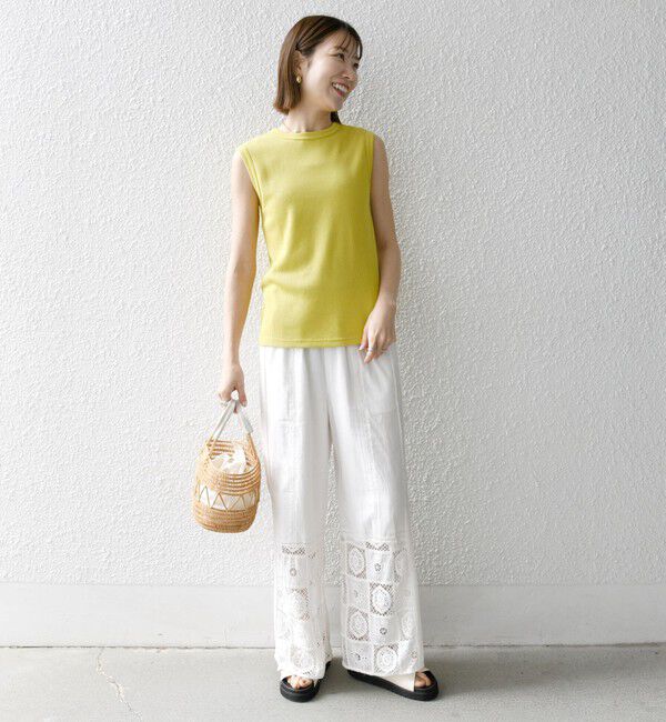 SHIPS any「SHIPS any:〈洗濯機可能〉ワッフル ヘンリーネック 2WAY ノースリーブ TEE」|タンクトップ|