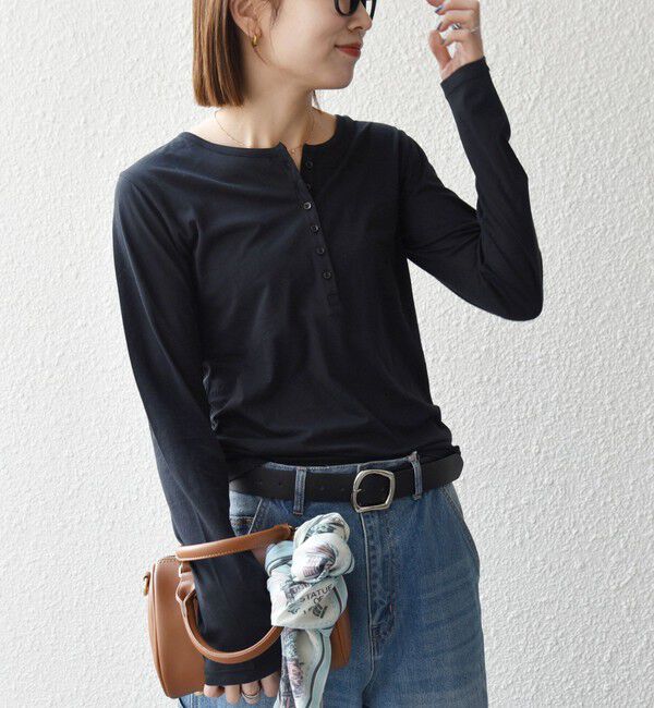 SHIPS any「SHIPS any:〈手洗い可能〉シアー コットン ヘンリーネック プルオーバー」|Tシャツ・カットソー|