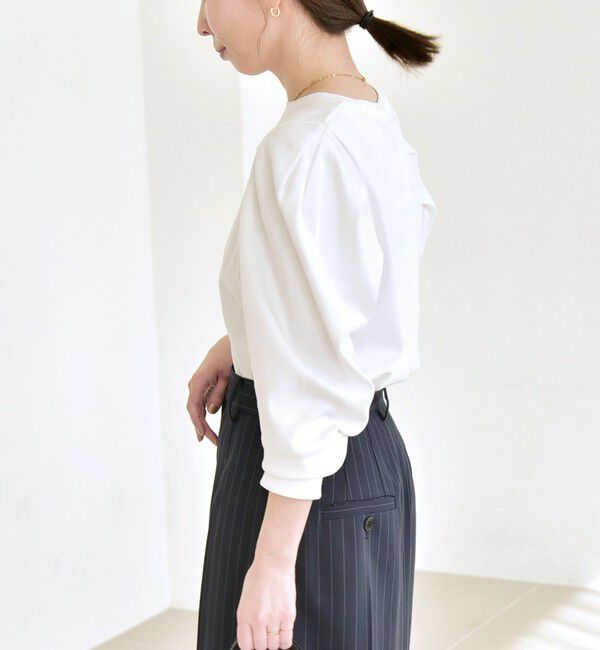 quaranciel「quaranciel:〈洗濯機可能〉パワーショルダー クルーネック プルオーバー」|Tシャツ・カットソー|