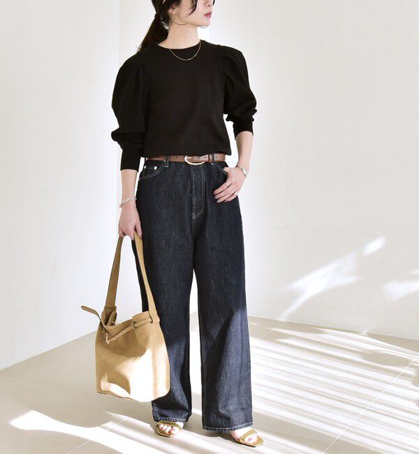 quaranciel「quaranciel:〈洗濯機可能〉パワーショルダー クルーネック プルオーバー」|Tシャツ・カットソー|