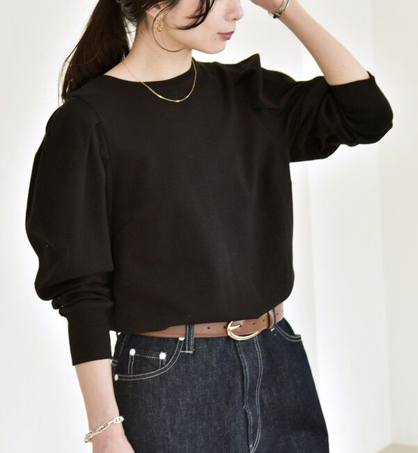 quaranciel「quaranciel:〈洗濯機可能〉パワーショルダー クルーネック プルオーバー」|Tシャツ・カットソー|