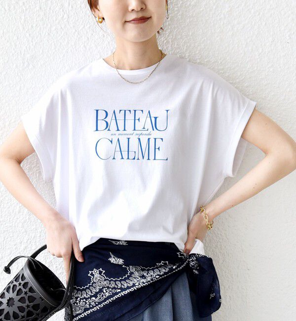 SHIPS for women「メルティ コットン プリント ロゴ ショート スリーブ Tシャツ」|Tシャツ・カットソー|