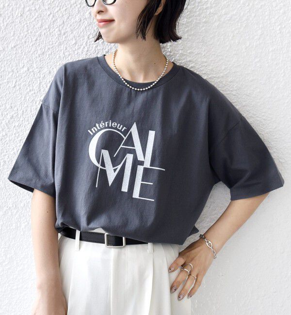 SHIPS for women「【SHIPS別注】81BRANCA: 5分袖 ロゴ TEE」|Tシャツ・カットソー|
