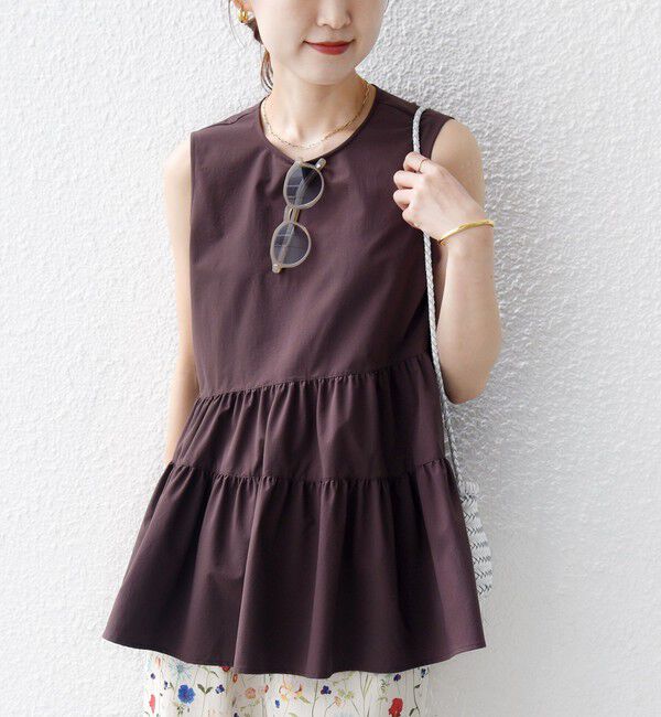SHIPS for women「〈接触冷感 / 撥水加工〉TEXBRID(R) タフタ ノースリーブ ブラウス」|シャツ・ブラウス|