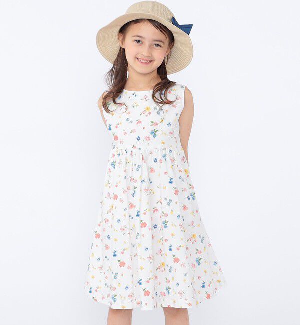 SHIPS KIDS「SHIPS KIDS:100～130cm / ノースリーブ フラワー プリント ワンピース」|ワンピース|