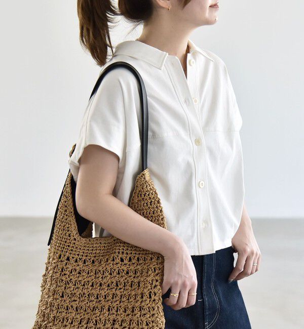 quaranciel「quaranciel:〈接触冷感/洗濯機可能〉天竺 フレンチスリーブ シャツ カットソー」|Tシャツ・カットソー|