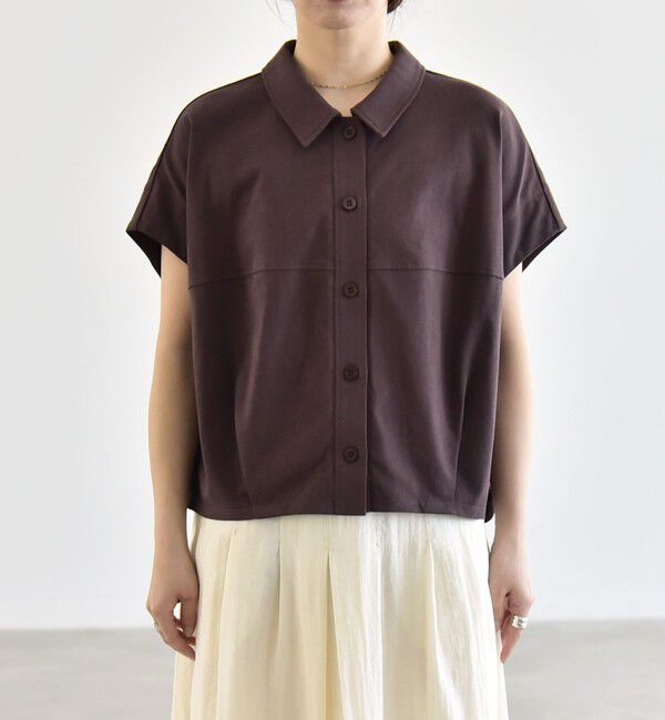 quaranciel「quaranciel:〈接触冷感/洗濯機可能〉天竺 フレンチスリーブ シャツ カットソー」|Tシャツ・カットソー|