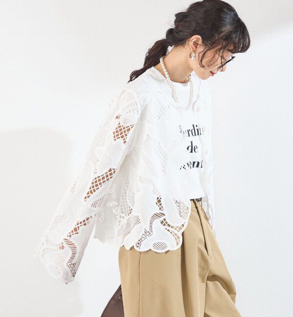SHIPS Colors 「SHIPS Colors:〈手洗い可能〉スカラップ レース ノーカラー ジャケット」|その他|