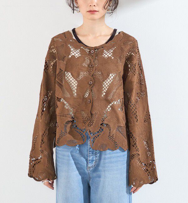 SHIPS Colors 「SHIPS Colors:〈手洗い可能〉スカラップ レース ノーカラー ジャケット」|その他|