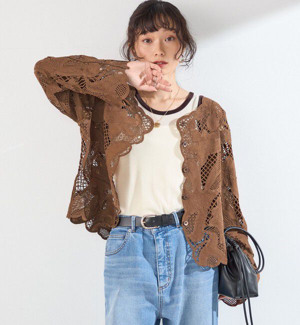 SHIPS Colors 「SHIPS Colors:〈手洗い可能〉スカラップ レース ノーカラー ジャケット」|その他|