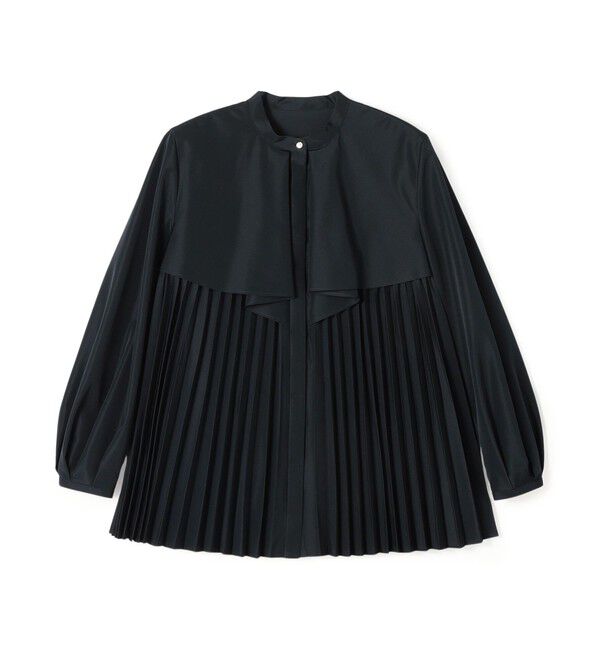 Ballsey「プリーツコンビ フロントドレープブラウス」|シャツ・ブラウス|