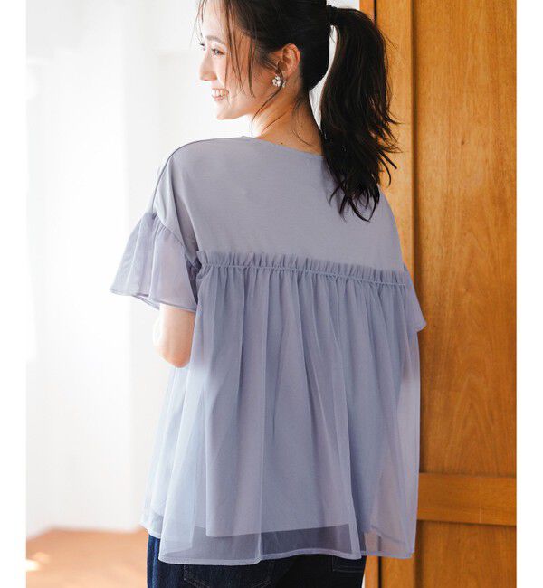 ANY SIS「【洗える】チュール重ね プルオーバー」|Tシャツ・カットソー|
