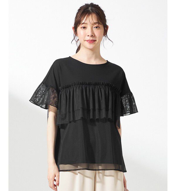 ANY SIS「【洗える】チュール重ね プルオーバー」|Tシャツ・カットソー|