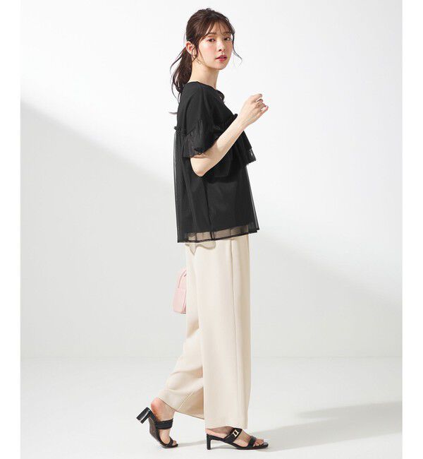 ANY SIS「【洗える】チュール重ね プルオーバー」|Tシャツ・カットソー|