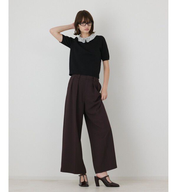 GRACE CONTINENTAL「レースカラーラメニットトップ」|その他|
