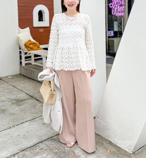 NOLLEY'S sophi「《セットアップ対応》ウォッシャブルストレッチレースペプラムプルオーバー」|シャツ・ブラウス|