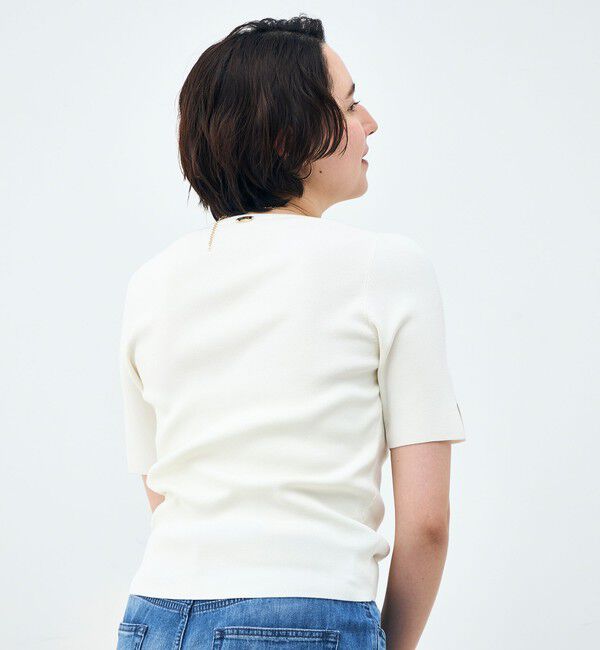 NOLLEY'S sophi「《手洗い可能》トライアングルカラー総針5分袖プルオーバー」|ニット・セーター|