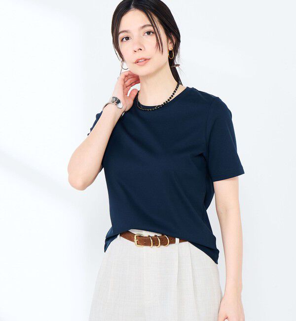 NOLLEY'S sophi「《撥水/汗染み軽減》ベイシック丈Tシャツ」|Tシャツ・カットソー|ダークネイビー