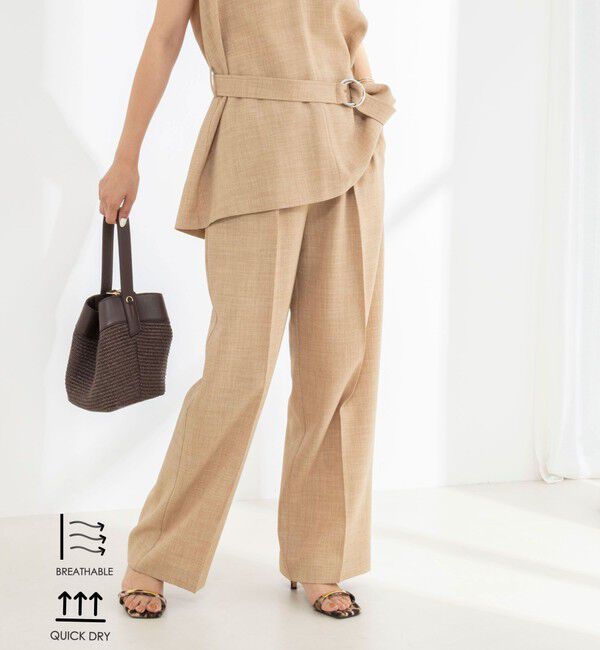 NOLLEY'S「《セットアップ対応》【BECシリーズ】ウォッシャブルリネンライク2タックパンツ」|その他|ベージュ
