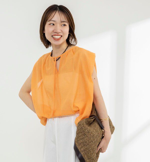 NOLLEY'S「【WEB限定】ウォッシャブルライトカールマイヤーノースリーブオーバーブラウス」|シャツ・ブラウス|