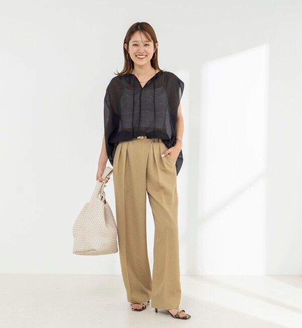 NOLLEY'S「【WEB限定】ウォッシャブルライトカールマイヤーノースリーブオーバーブラウス」|シャツ・ブラウス|