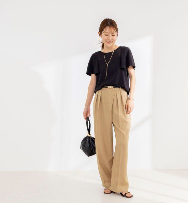 NOLLEY'S「《接触冷感》ウォッシャブルシアー切替ツイルブラウス」|シャツ・ブラウス|