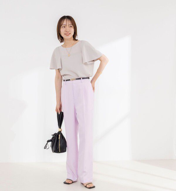 NOLLEY'S「《接触冷感》ウォッシャブルシアー切替ツイルブラウス」|シャツ・ブラウス|