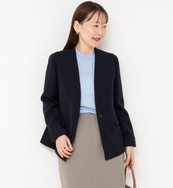 NOLLEY'S sophi「《セットアップ対応》ウォッシャブルダブルクロスノーカラージャケット」|ノーカラージャケット|