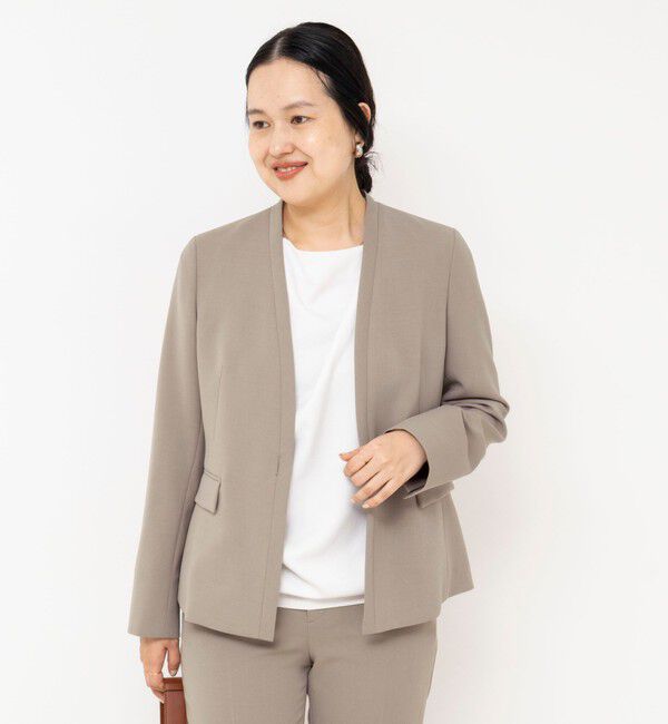 NOLLEY'S sophi「《セットアップ対応》ウォッシャブルダブルクロスノーカラージャケット」|ノーカラージャケット|