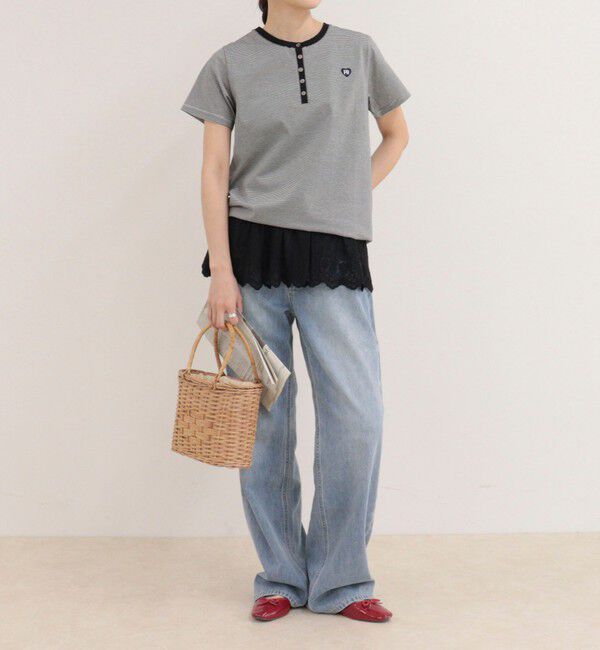 fredy emue「【昨年大人気！待望の再登場】ハートFR刺しゅうヘンリーネックTシャツ」|Tシャツ・カットソー|