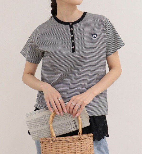 fredy emue「【昨年大人気！待望の再登場】ハートFR刺しゅうヘンリーネックTシャツ」|Tシャツ・カットソー|