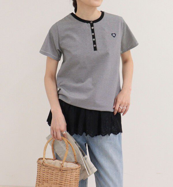 fredy emue「【昨年大人気！待望の再登場】ハートFR刺しゅうヘンリーネックTシャツ」|Tシャツ・カットソー|
