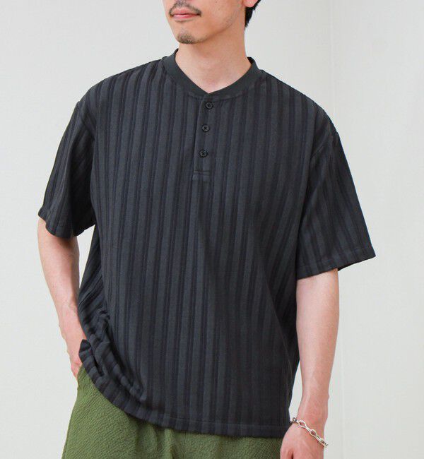 GLOSTER「シアージャガード ヘンリーネックTシャツ」|Tシャツ・カットソー|チャコールグレー