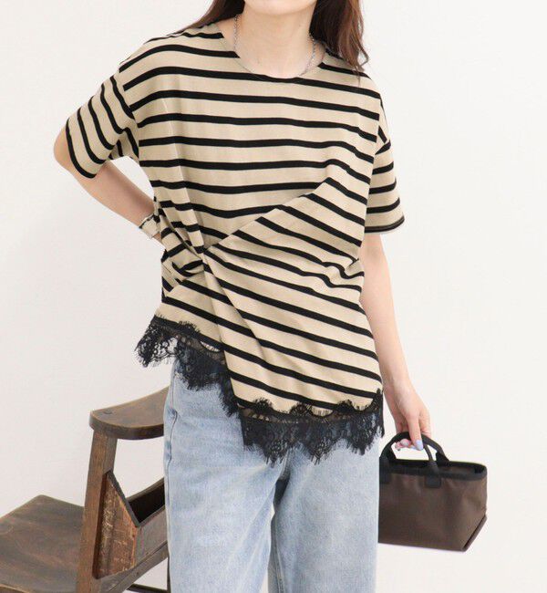 fredy emue「ボーダーアシメツイストプルオーバーTシャツ」|Tシャツ・カットソー|
