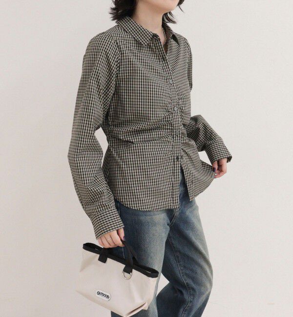 fredy emue「【WEB限定カラーあり】フロントギャザーコンパクトシャツ」|シャツ・ブラウス|ブラック系その他