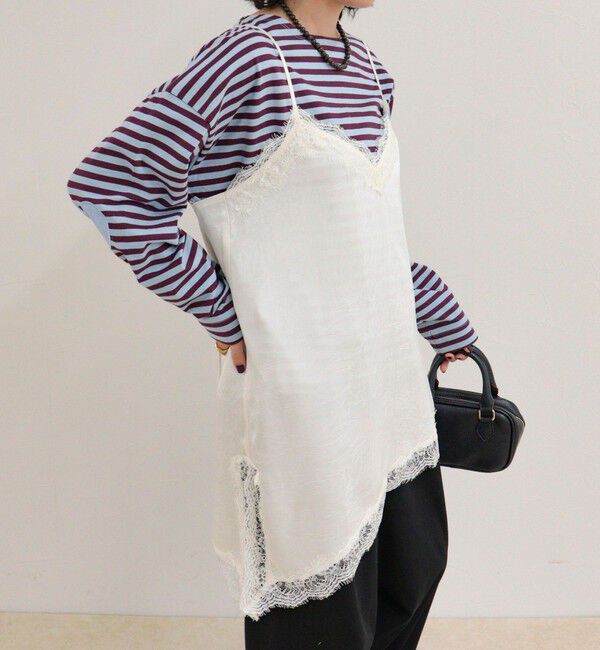 fredy emue「【＠suda_mame3企画】サテンレースアシメカットキャミワンピース」|ワンピース|
