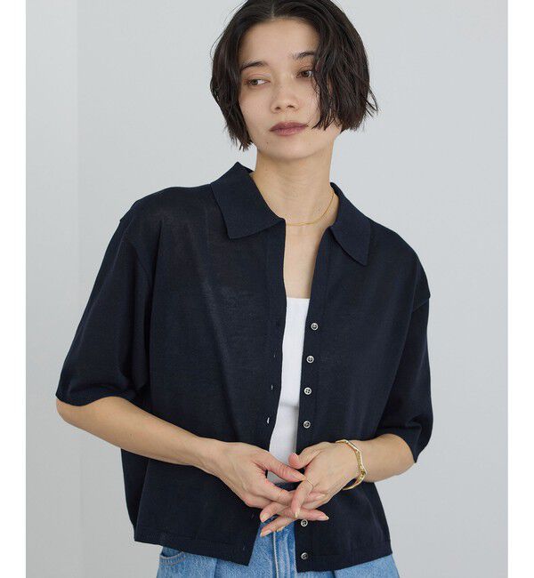 SALON adam et rope'「【WEB限定】ドライタッチポロニットカーディガン / 洗える」|カーディガン|