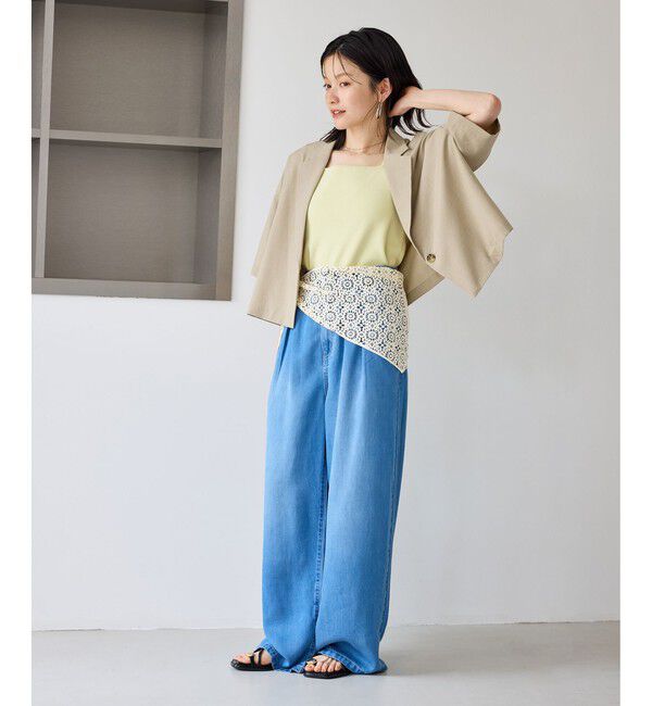 Rope&rsquo;Picnic「【ちゃんと+かわいい保証】エアリーリネンライク ハーフスリーブジャケット/接触冷感・UVカット・速乾」|テーラードジャケット|