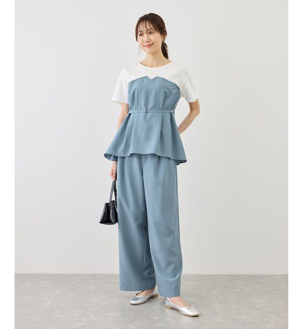 Rope&rsquo;Picnic「【ちゃんと+かわいい保証】エアリーリネンライク ドッキングカットトップス/UVケア」|Tシャツ・カットソー|