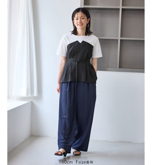 Rope&rsquo;Picnic「【ちゃんと+かわいい保証】エアリーリネンライク ドッキングカットトップス/UVケア」|Tシャツ・カットソー|
