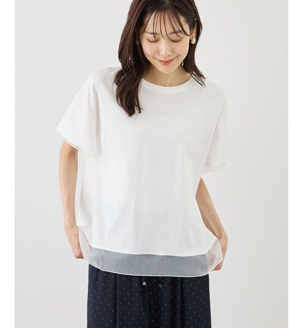 Rope&rsquo;Picnic「【ベストヒット】70シルケットシアードッキングトップス/着丈が選べる・UVカット・接触冷感」|Tシャツ・カットソー|