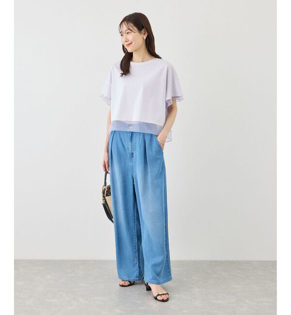 Rope&rsquo;Picnic「【ベストヒット】70シルケットシアードッキングトップス/着丈が選べる・UVカット・接触冷感」|Tシャツ・カットソー|