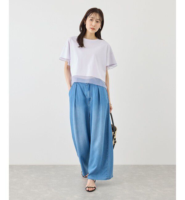 Rope&rsquo;Picnic「【ベストヒット】70シルケットシアードッキングトップス/着丈が選べる・UVカット・接触冷感」|Tシャツ・カットソー|
