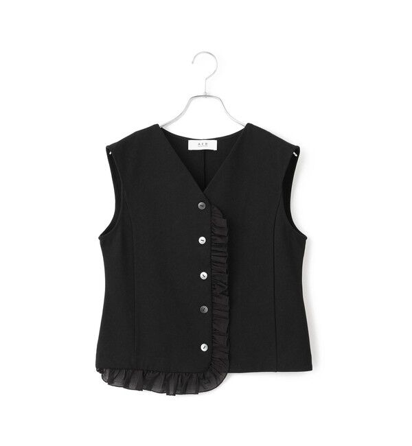 ADAM ET ROPE'「【WEB限定】・【定番】ラッフルコンビスリーブレストップス」|Tシャツ・カットソー|