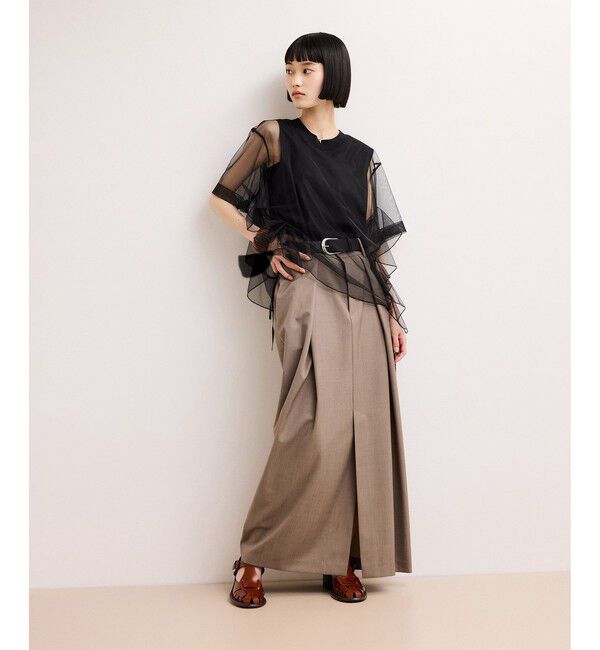 ADAM ET ROPE'「【WEB限定】・【サステナブル】・【定番】ギャザーチュールトップス」|Tシャツ・カットソー|